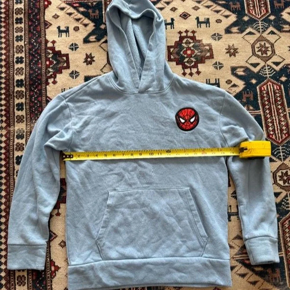 Old Navy Marvel Spider-Man Hoodie Light Blue Boys XL 14-16 Fleece Pullover